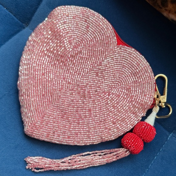 Source Unknown Heart-Shaped Beaded Wallet - Pink and Red - Picture 4 of 6